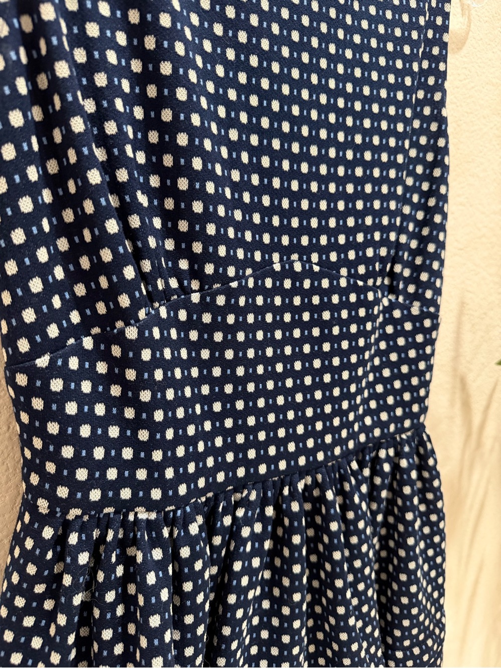 Miu miu Navy & White Woven Polka Dot Dress